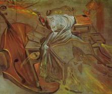 Haga click para ver la imagen ampliada bed and two bedside tables ferociously attacking a cello 1983.jpg